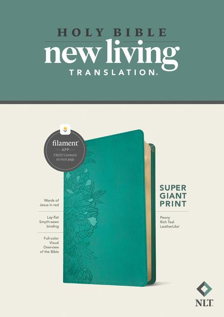 NLT Super Giant Print Bible Filament-Enabled Edition (Leatherlike Peony Rich Teal Red Letter)