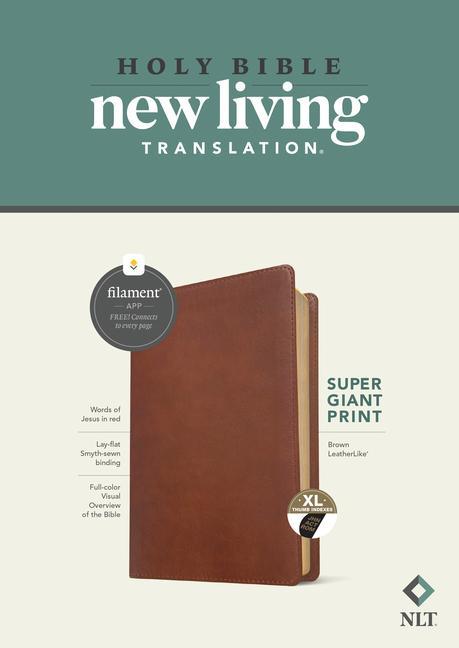 NLT Super Giant Print Bible Filament-Enabled Edition (Leatherlike Brown Indexed Red Letter)