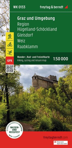 freytag & berndt Wanderkarte WK 0133 Graz und Umgebung Region Hügelland-Schöcklland - Gleisdorf - Weiz - Raabklamm 1:50.000