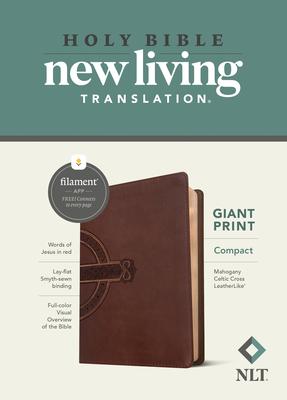 NLT Compact Giant Print Bible Filament-Enabled Edition (Leatherlike Mahogany Celtic Cross Red Letter)