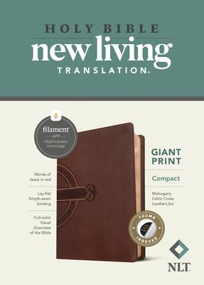 NLT Compact Giant Print Bible Filament-Enabled Edition (Leatherlike Mahogany Celtic Cross Indexed Red Letter)