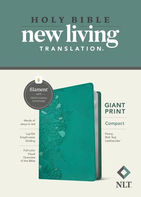 NLT Compact Giant Print Bible Filament-Enabled Edition (Leatherlike Peony Rich Teal Red Letter)