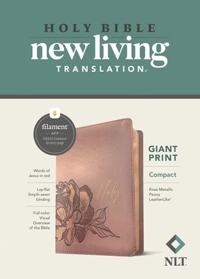 NLT Compact Giant Print Bible Filament-Enabled Edition (Leatherlike Rose Metallic Peony Red Letter)