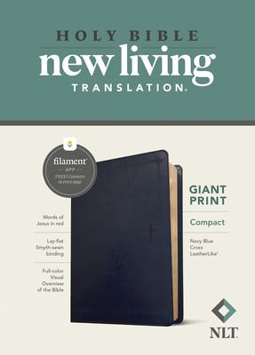 NLT Compact Giant Print Bible Filament-Enabled Edition (Leatherlike Navy Blue Cross Red Letter)