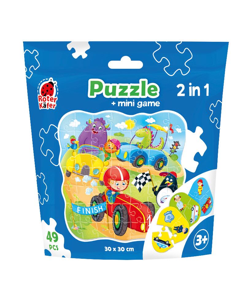 Puzzle in stand-up pouch 2 in 1. Cars RK1140-03