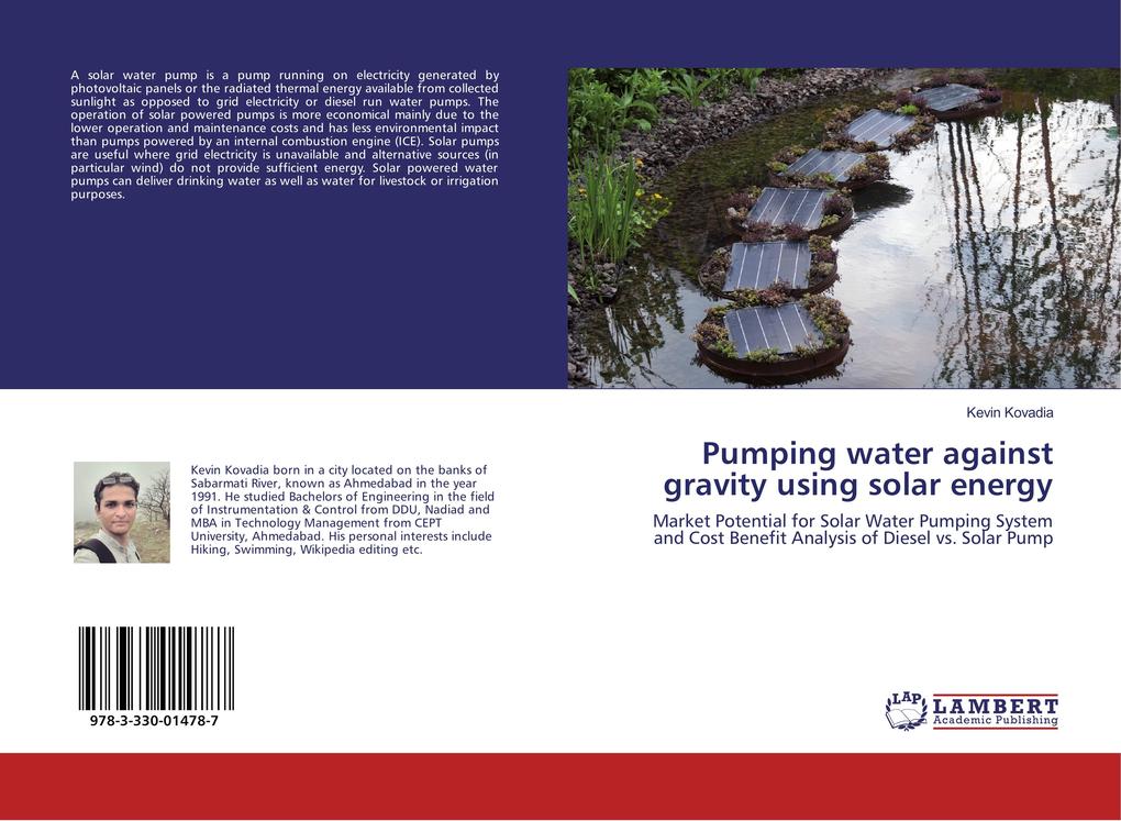 Pumping water against gravity using solar energy