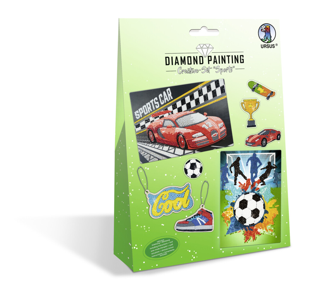 URSUS Kinder-Bastelsets Diamod Painting Creative Set Sports 2er Karten