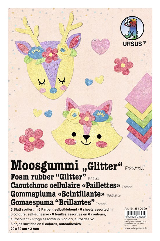 URSUS Moosgummi Glitter Pastell