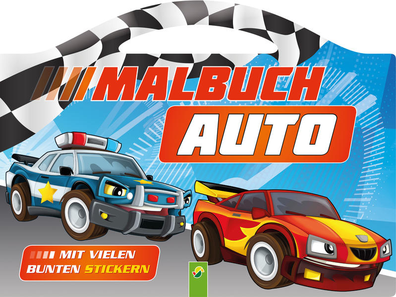 Image of Malbuch Auto mit vielen bunten Stickern