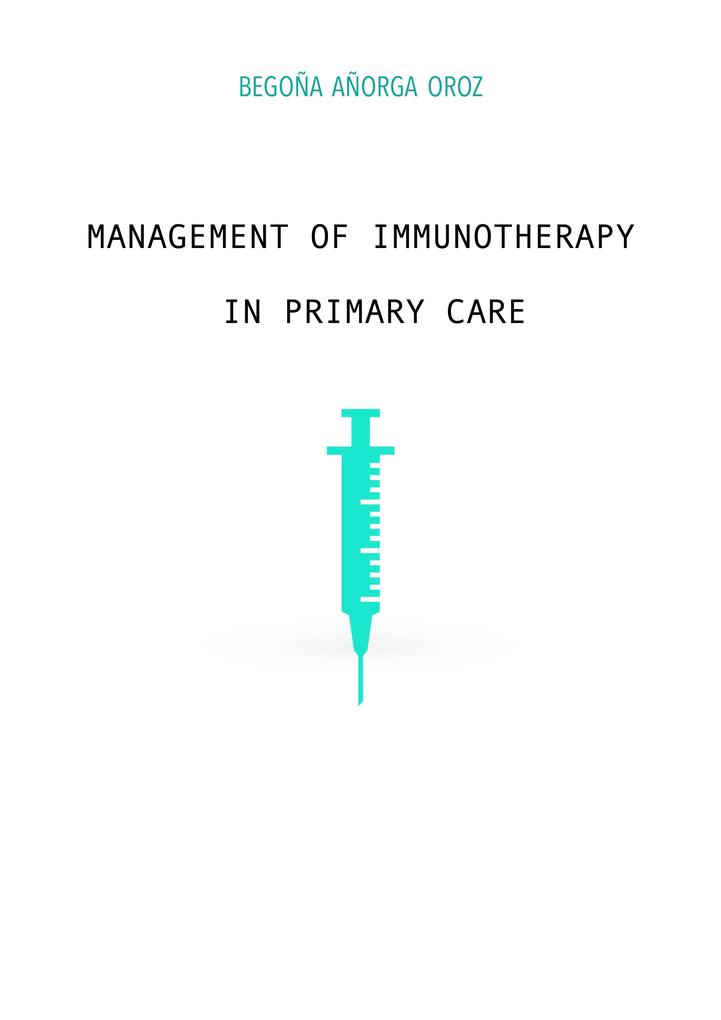 MANAGEMENT OF IMMUNOTHERAPY IN PRIMARY CARE