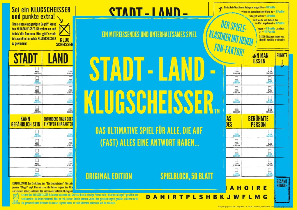 Kylskapspoesi KYL43030 - Spielblock Klugscheisser Stadt-Land-Klugscheisser