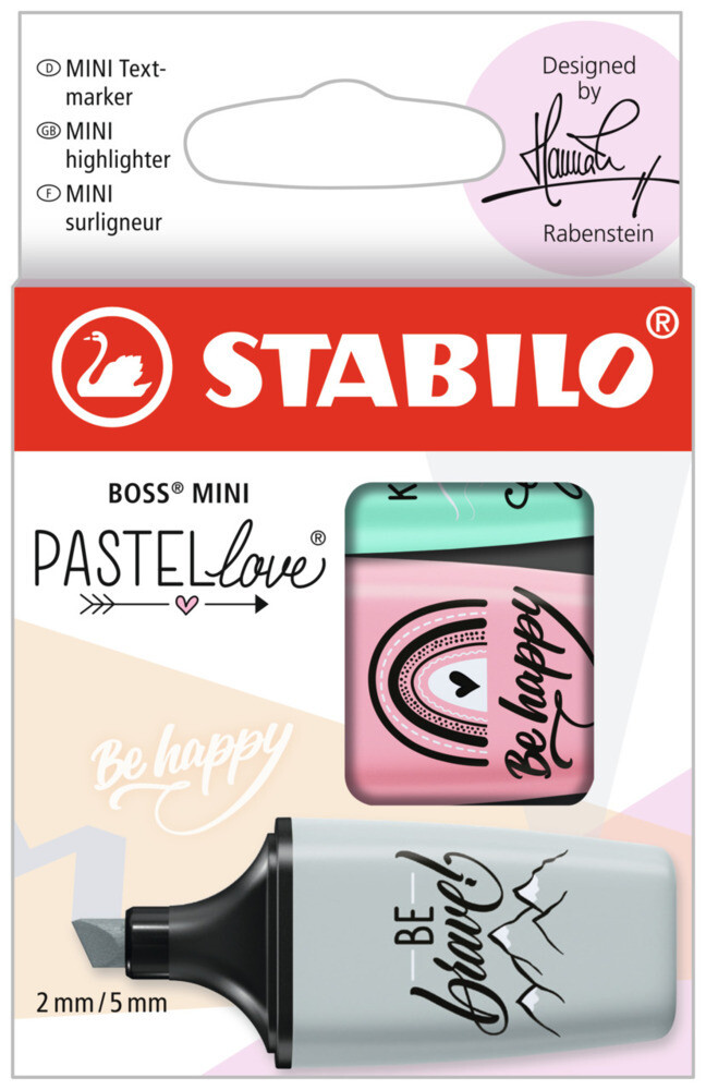 STABILO Marker BOSS MINI Pastellove Rouge/Türkis/Minzgrün 2.0 3er Set
