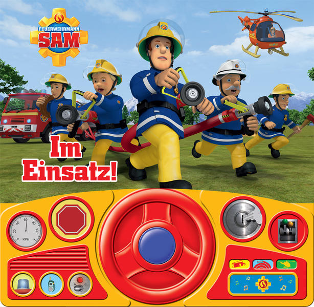 Image of Feuerwehrmann Sam - Im Einsatz! - Soundbuch - Pappbilderbuch mit beweglichem Lenkrad und 13 spannenden Geräuschen für Kinder ab 3 Jahren