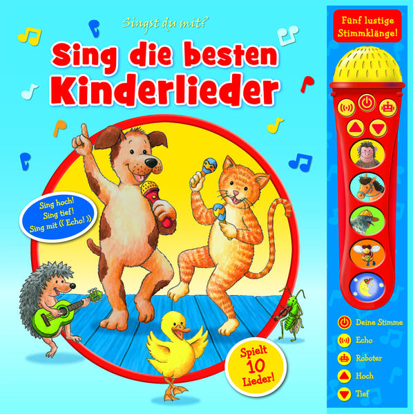 Image of Sing die besten Kinderlieder - Mikrofonbuch - Pappbilderbuch mit abnehmbarem Mikrofon mit 5 lustigen Stimmklängen und 10 Melodien