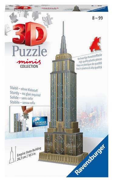 Ravensburger 3D Puzzle 11271 - Mini Empire State Building - Miniaturversion des berühmten Wahrzeichens aus New York zum Puzzeln in 3D - ab 8 Jahren