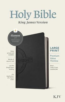 KJV Large Print Premium Value Thinline Bible Filament-Enabled Edition (Leatherlike Black Celtic Cross Red Letter)