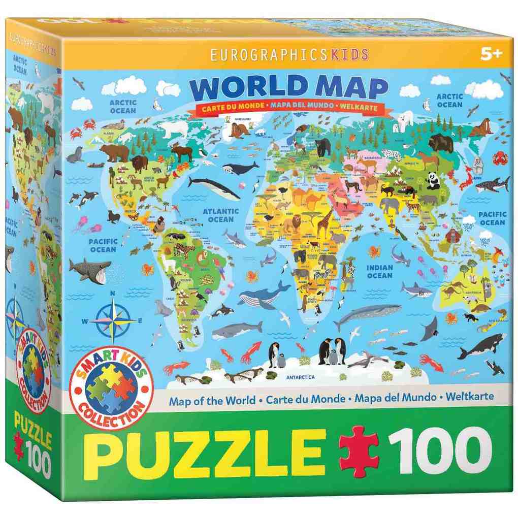 Eurographics 6100-5554 - Weltkarte illustriert Puzzle 100 Teile