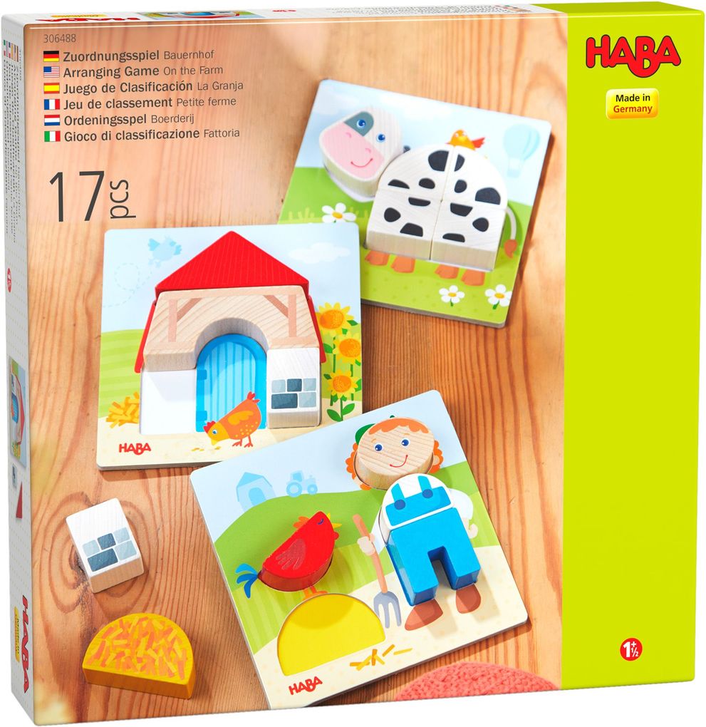 Image of HABA 306488 - Zuordnungsspiel Bauernhof, Legespiel, 17-teilig