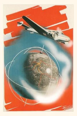 Vintage Journal Airplane and the Globe Travel Poster