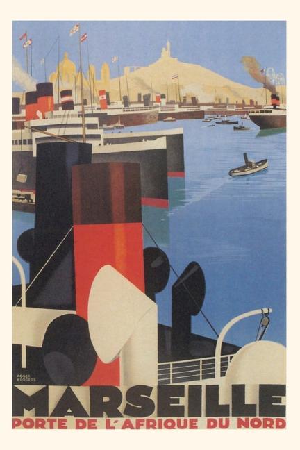 Vintage Journal Ships in Marseille France Travel Poster
