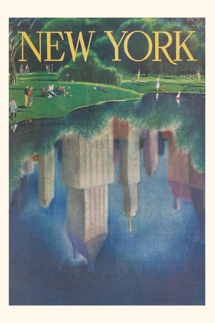 Vintage Journal Art Deco Poster Central Park Scene New York City