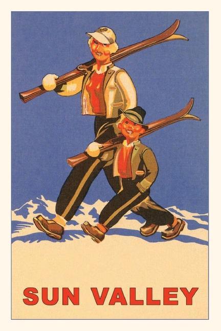 Vintage Journal Family Skiing in Sun Valley Idaho Travel Poster