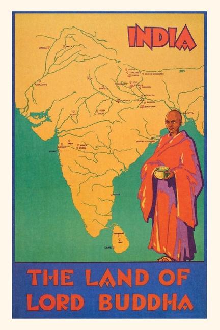 Vintage Journal India Lord Buddha Travel Poster
