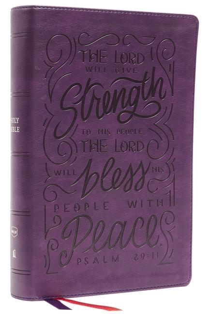 Nkjv Giant Print Center-Column Reference Bible Verse Art Cover Collection Leathersoft Purple Red Letter Comfort Print