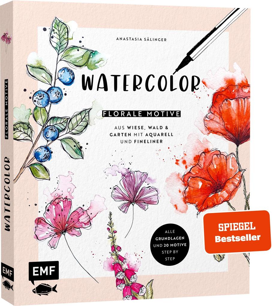 Watercolor - Florale Motive aus Wiese Wald & Garten mit Aquarell und Fineliner