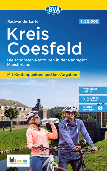 Radwanderkarte BVA Kreis Coesfeld mit Knotenpunkten und km-Angaben 1:50.000 reiß- und wetterfest GPS-Tracks Download E-Bike geeignet