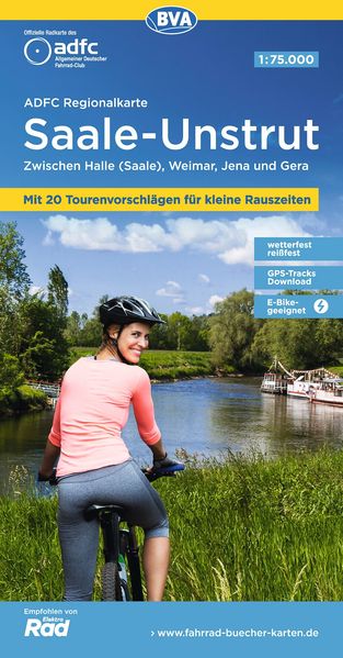 ADFC-Regionalkarte Saale-Unstrut 1:75.000 mit Tagestourenvorschlägen reiß- und wetterfest E-Bike-geeignet GPS-Tracks Download