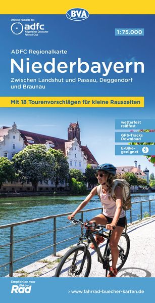 ADFC-Regionalkarte Niederbayern 1:75.000 mit Tagestourenvorschlägen reiß- und wetterfest E-Bike-geeignet GPS-Tracks Download