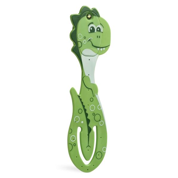 Flexilight Pals Leselicht (Dino) - grün - 2 in 1 Leselampe & Lesezeichen - LED Leselicht - Geschenk für Leser Buchliebhaber - Deutsche Ausgabe