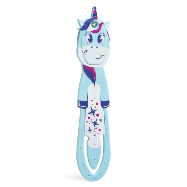 Flexilight Pals Leselicht (Einhorn) - blau - 2 in 1 Leselampe & Lesezeichen - LED Leselicht - Geschenk für Leser Buchliebhaber - Deutsche Ausgabe