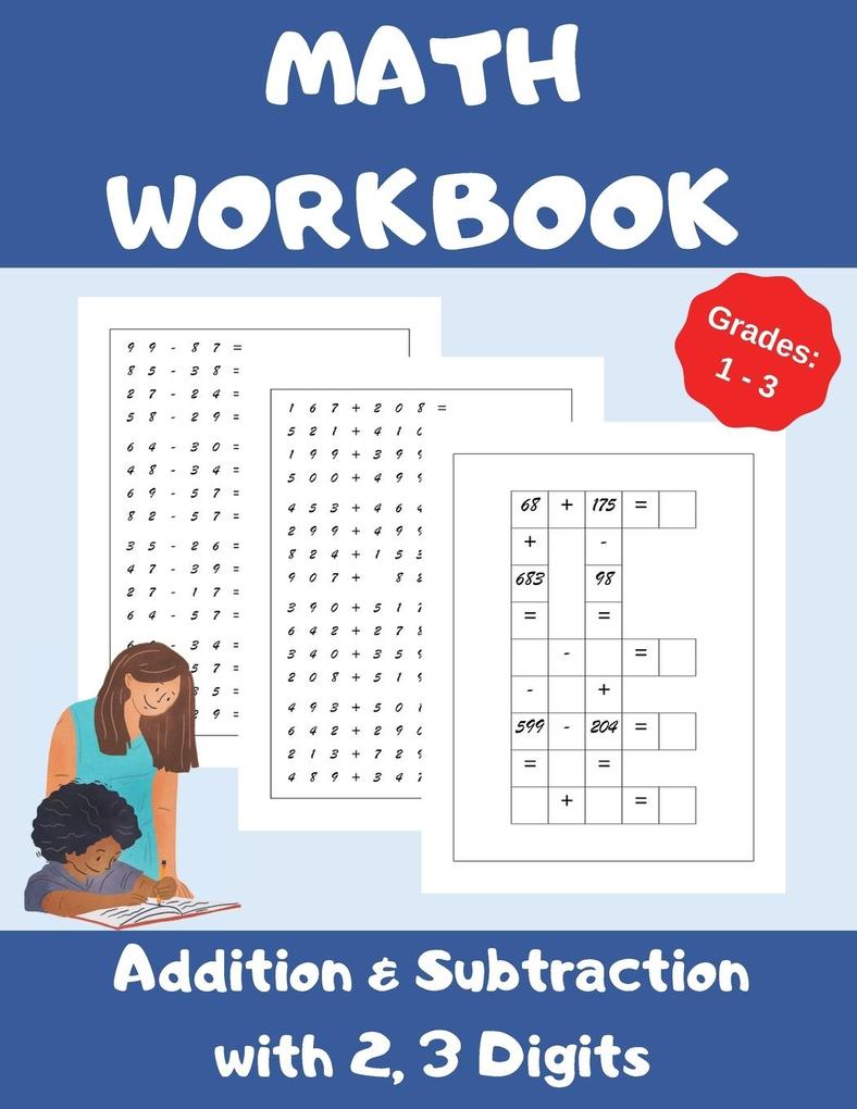 Math Workbook Addition and Subtraction with 23 Digits Grades 1-3