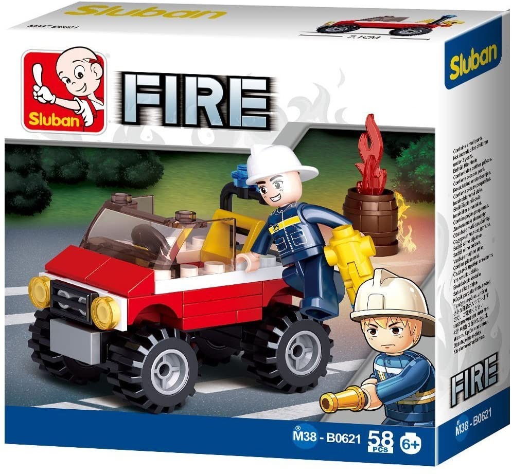 Sluban M38-B0621 - Fire Feuerwehr-Einsatzfahrzeug mit Spielfigur Spielset Bauset Klemmbausteine