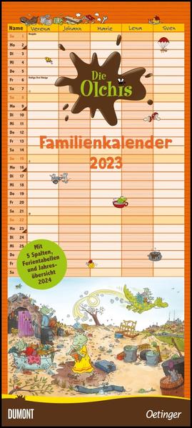 Image of Die Olchis Familienkalender 2023 - Von Erhard Dietl - Familienplaner mit 5 Spalten - Format 22 x 495 cm