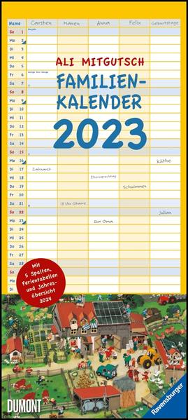 Image of Ali Mitgutsch Familienkalender 2023 - Wandkalender - Familienplaner mit 5 Spalten - Format 22 x 495 cm