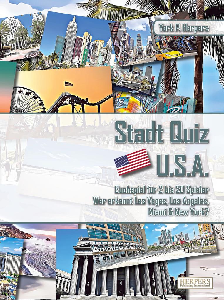 Stadt Quiz U.S.A | Buchspiel für 2 bis 20 Spieler | Wer erkennt Las Vegas Los Angeles Miami & New York?