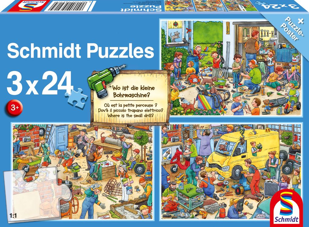 Image of Puzzle Wo ist die kleine Bohrmaschine??, 3 x 24 Teile