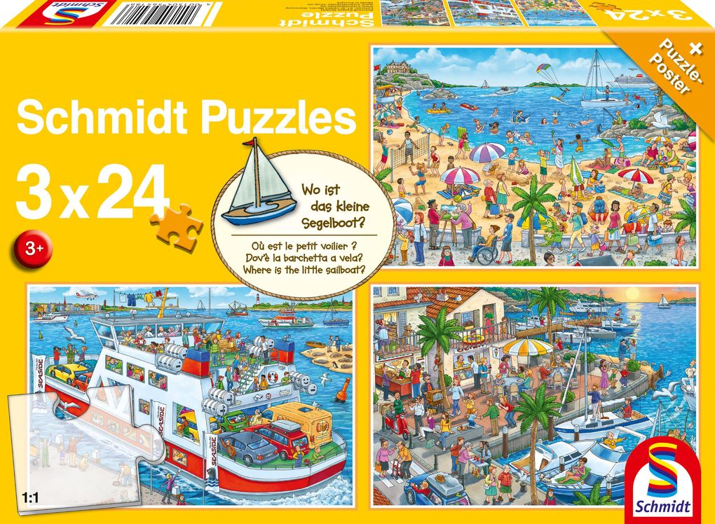 Image of Puzzle Wo ist das kleine Segelboot??, 3 x 24 Teile