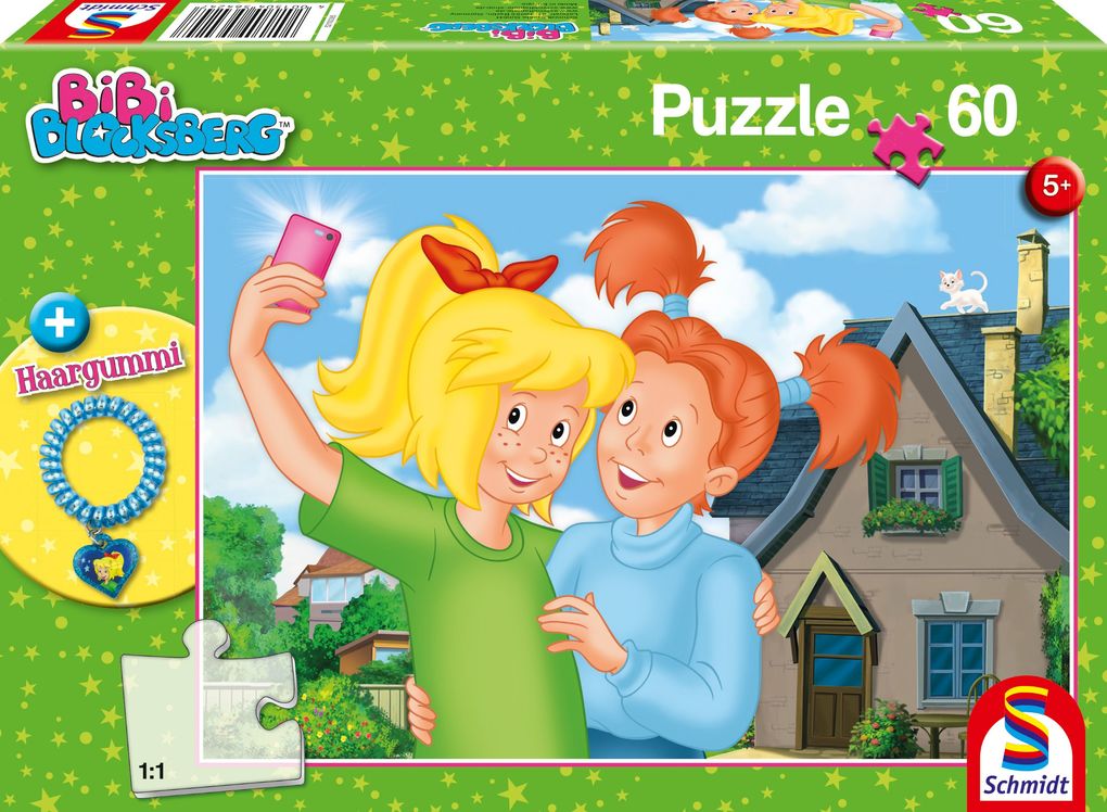 Image of Puzzle Bibi Blocksberg, Selfie, 60 Teile, mit Add-on (Haargummi)