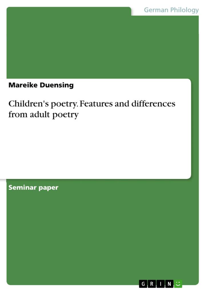 Children‘s poetry. Features and differences from adult poetry