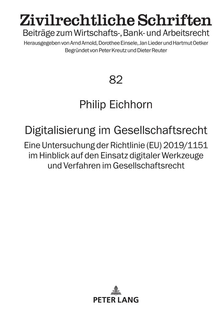 Digitalisierung im Gesellschaftsrecht - Philip Eichhorn