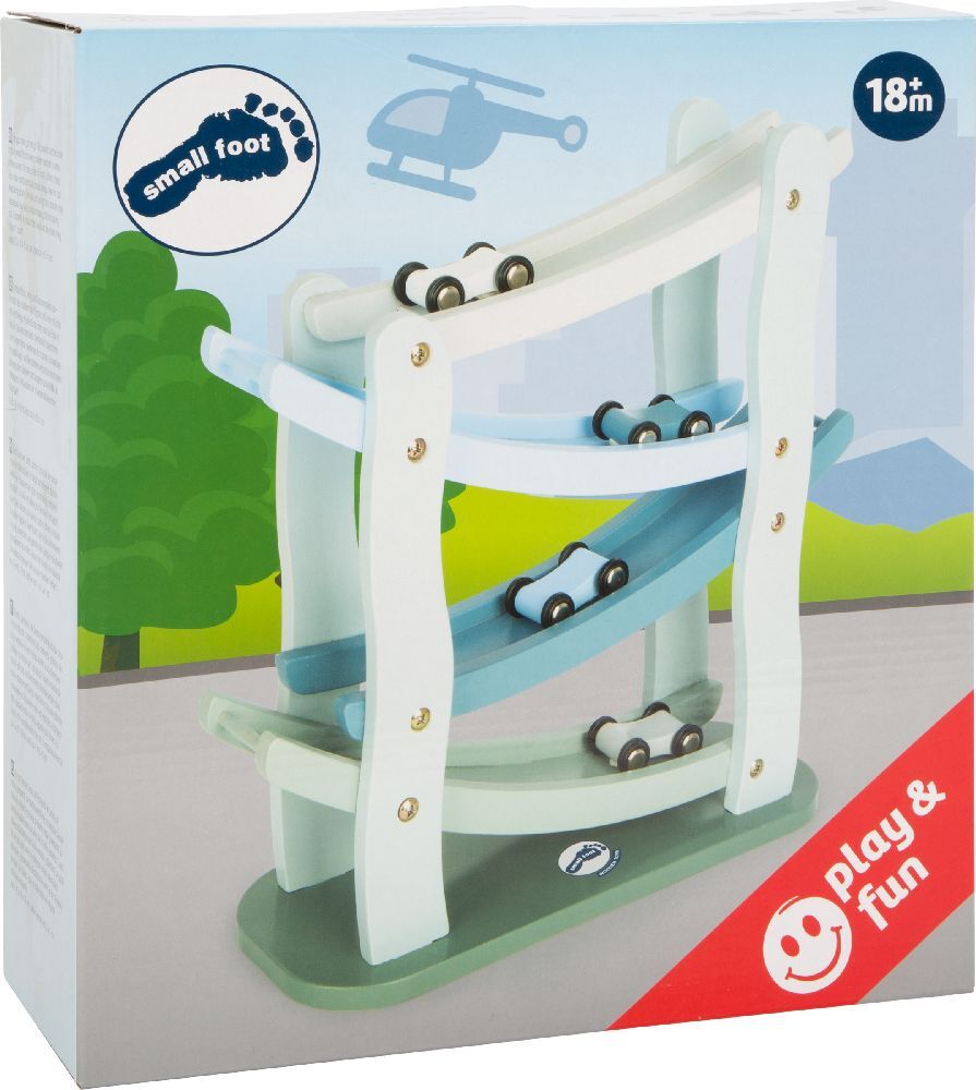 Image of Small Foot - Wooden Autobahn Blue with 4 Cars