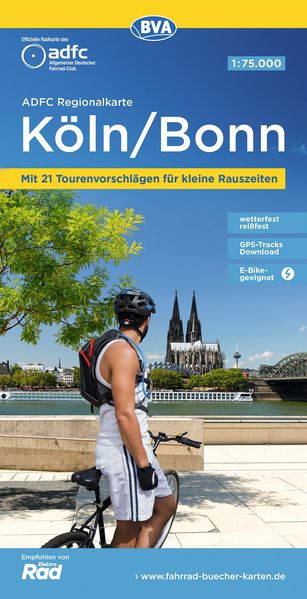 ADFC-Regionalkarte Köln/Bonn 1:75.000 mit Tagestourenvorschlägen reiß- und wetterfest E-Bike-geeignet mit Knotenpunkten GPS-Tracks-Download