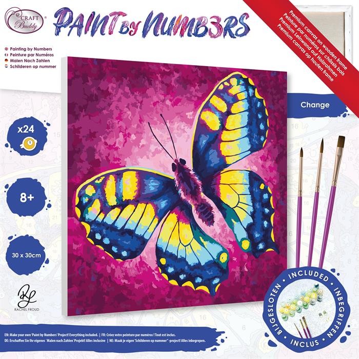 Craft Buddy PBN3030C - Paint by Numbers Change Schmetterling 30x30 cm