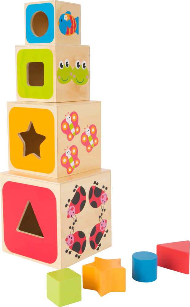 Image of Small foot 10627 - Stapelwürfel ABC 3in1, Holz, 8-teilig, play&learn