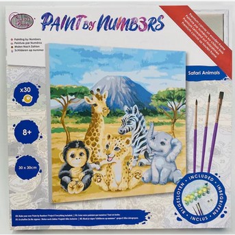 Craft Buddy PBN3030F - Paint by Numbers Safari Animals 30x30 cm