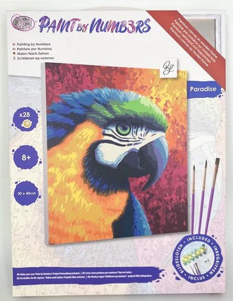 Craft Buddy PBN3040E - Paint by Numbers Paradise Papagei 30x40 cm